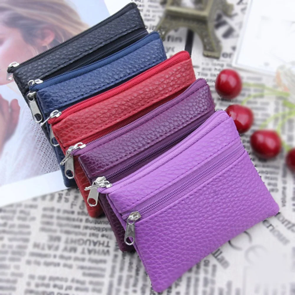 

Small Leather Coin Purse Women Wallet Change Coin Pouch Zipper Money Clip Bags Pocket Key Holder Mini Solid Color Cash Holder