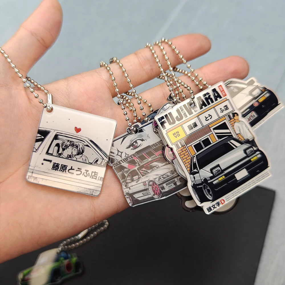 Акриловый брелок JDM Initial D AE86 двусторонний мультяшный для ключей Смешные Подвески