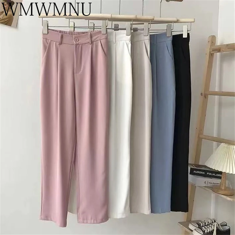

Women Straight Suit Pants Pantalones Mujer Capris Korean Pipe Harem Pants High Waist Casual Loose Jogging Sweatpants Streetwear