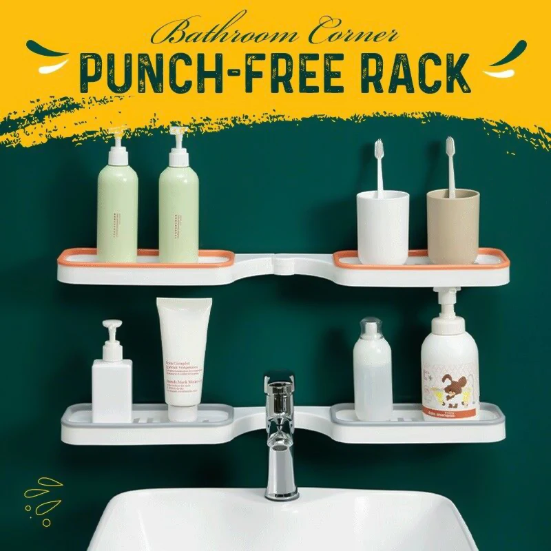 

Bathroom Corner Punch-free Rack Wall Bathroom Shelves Angle Accessories Adjustable Wall Organizer Mounted 180 Storage Rack
