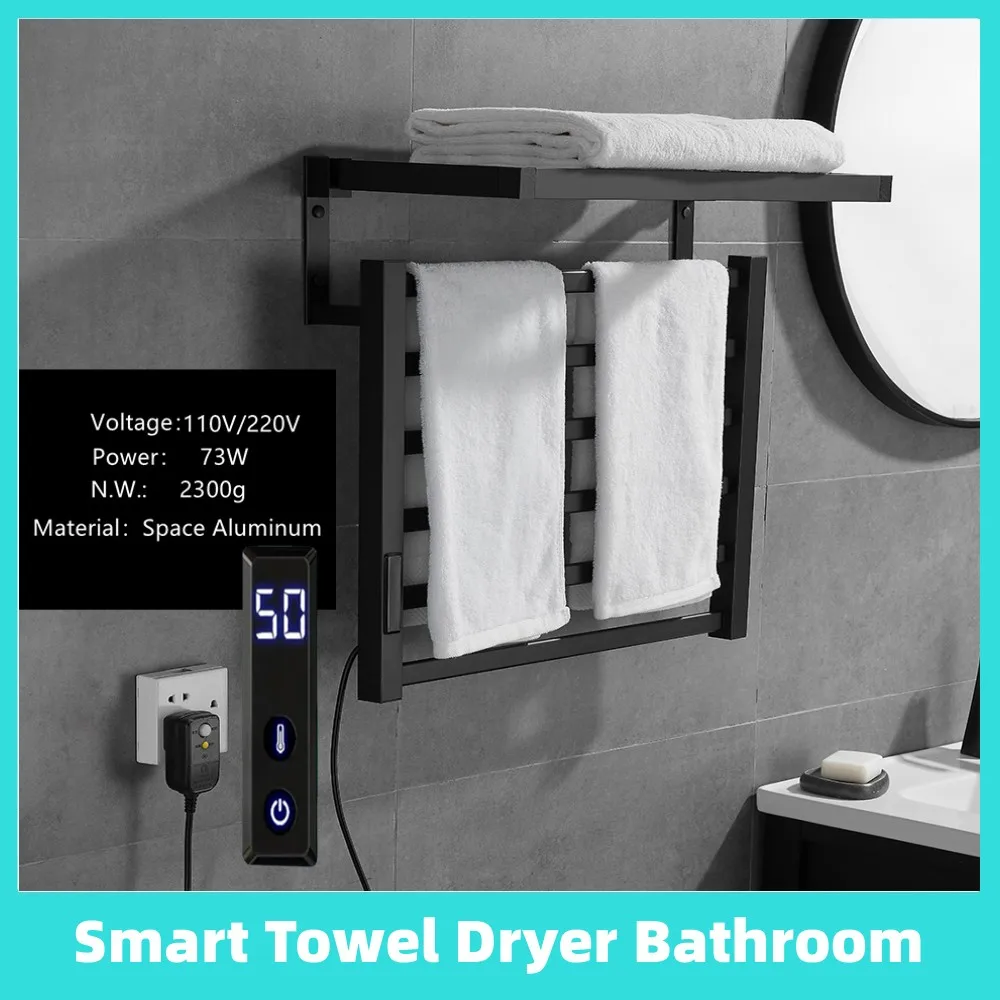 

Smart Towel Dryer Bathroom Electric Towel Rack Temperature Control 45℃-70℃ ,Towel Rail Time Control 115℉-155℉ Towel Warmer