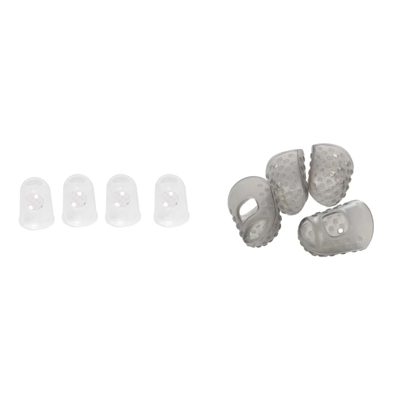 8Pcs New Soft Silicone Guitar Thumb Finger Picks Protector Fingertips,Transparent S & Gray M