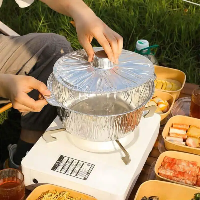 Одноразовая кастрюля из фольги с крышкой поднос алюминиевой для пищевых
