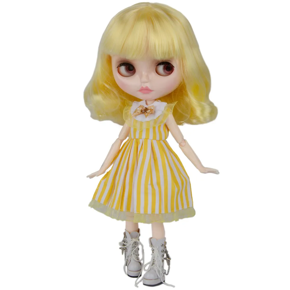 Кукла YUMMON Blythe 1/6 шарнирное тело 30 см BJD белое блестящее лицо с лицом и руками