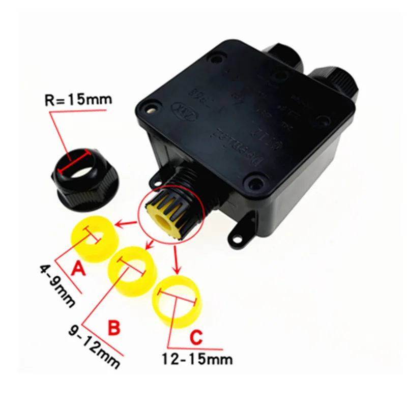IP68 Водонепроницаемый распределительных коробок 3 гнезда таким образом