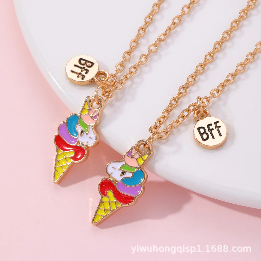 

Luxury Fashion New BEST FRIENDS Good Friend Necklace Unicorn Ice Cream BFF Friend Friendship Pendant Jewelry