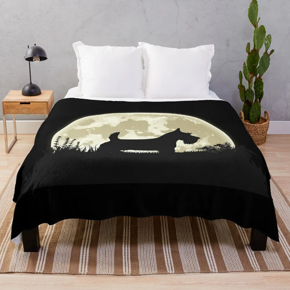 

Scottish Terrier Silhouette in Front of Moon Throw Blanket Shaggy Blanket
