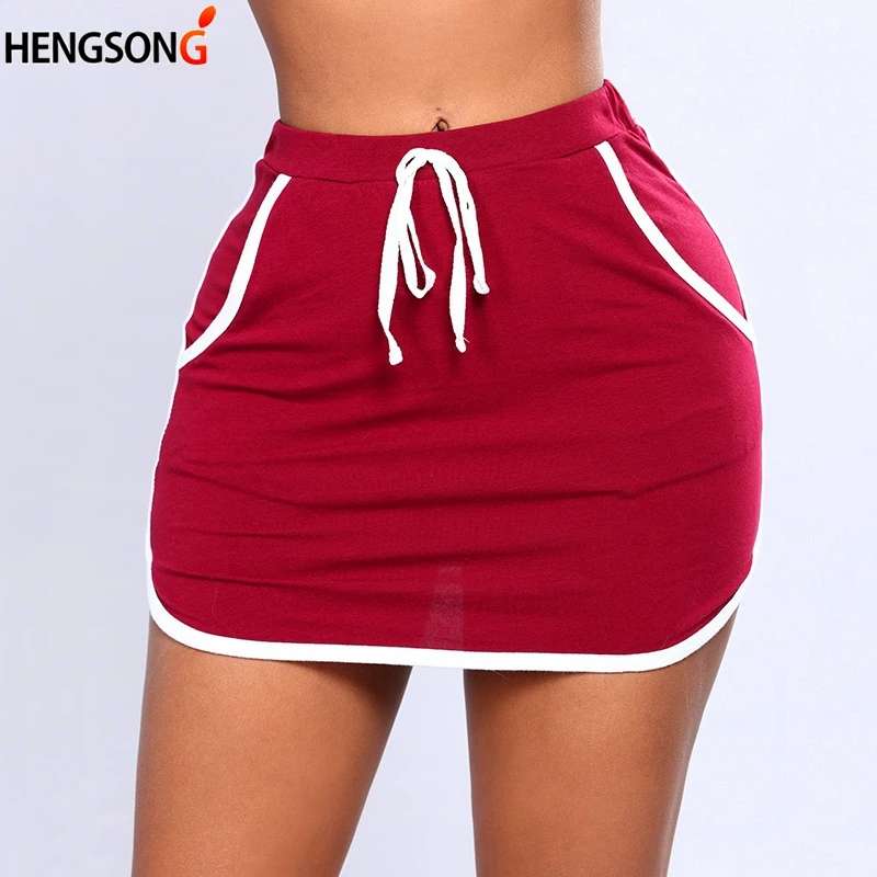 

2022 Fashion New Women Tennis Skirts Badminton Yoga Running Dance Shorts Summer Anti Exposure Stripe Drawstring Sports Skirt