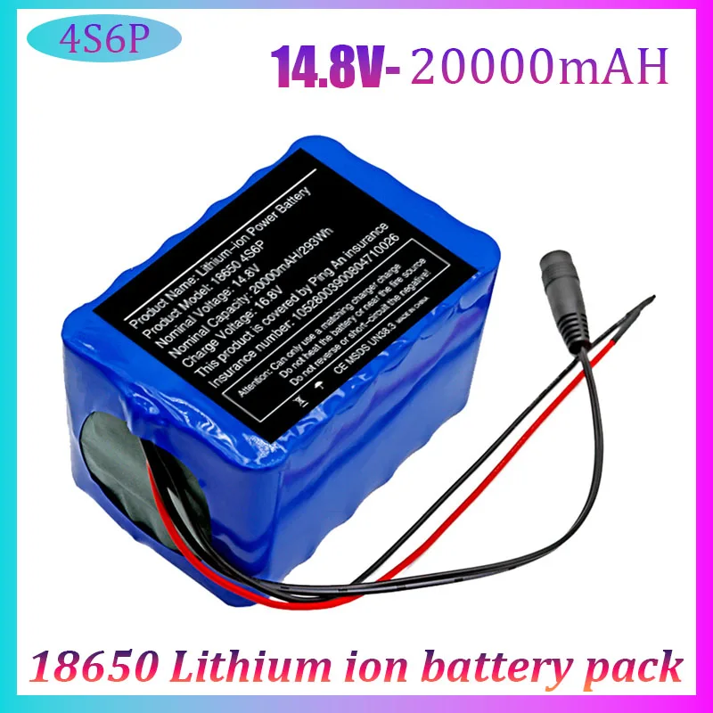 

14.8V 4S6P 20Ah 18650 Rechargeable Li-ion Battery Pack 20000Mah for Night Fishing Light Heater Mining Amplifier Battery with BMS