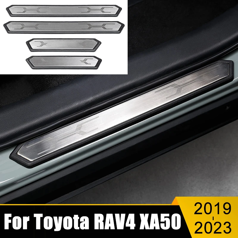 

Car Accessories For Toyota RAV4 RAV 4 XA50 Hybrid 2019-2021 2022 2023 ABS Door Sill Scuff Plate Cover Welcome Pedal Trim Sticker