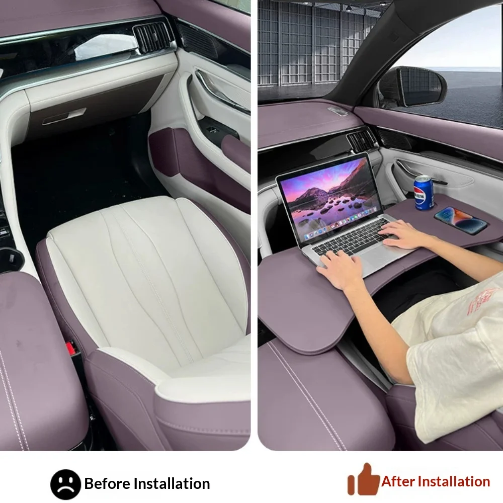 Фото Для BYD Song Plus DM-i, Seal U, Sealion 6 2021-2026: Складной столик-органайзер на спинку заднего сиденья для ноутбука №3