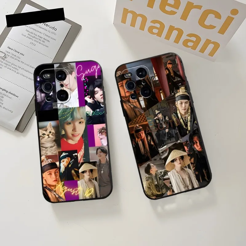 

Agust D Suga Phone Case Back For OPPO Find X3Pro X5Pro X3Neo RENO6 7 ProPlus A16 A54 A57 K9 A72 A74 A93 A94 Black Coque