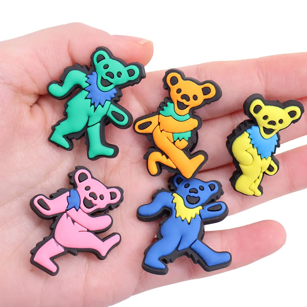 

1 шт. красочные милые Мультяшные забавные туфли с медведем Подвески Аксессуары бриллиантовые сандалии украшения унисекс Детские подарки jibz