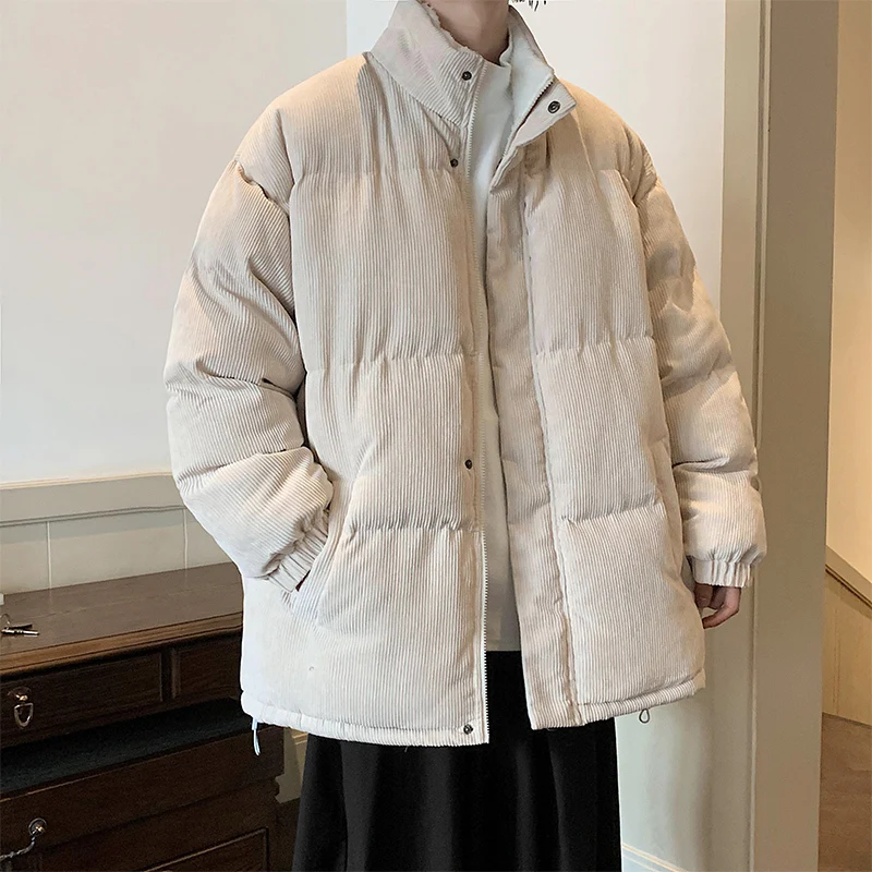 Winter Thickened Corduroy Jacket Men Warm Fashion Plus Velvet Thick Lambswool Coat Korean Loose Cotton Short Coat Mens Clothes