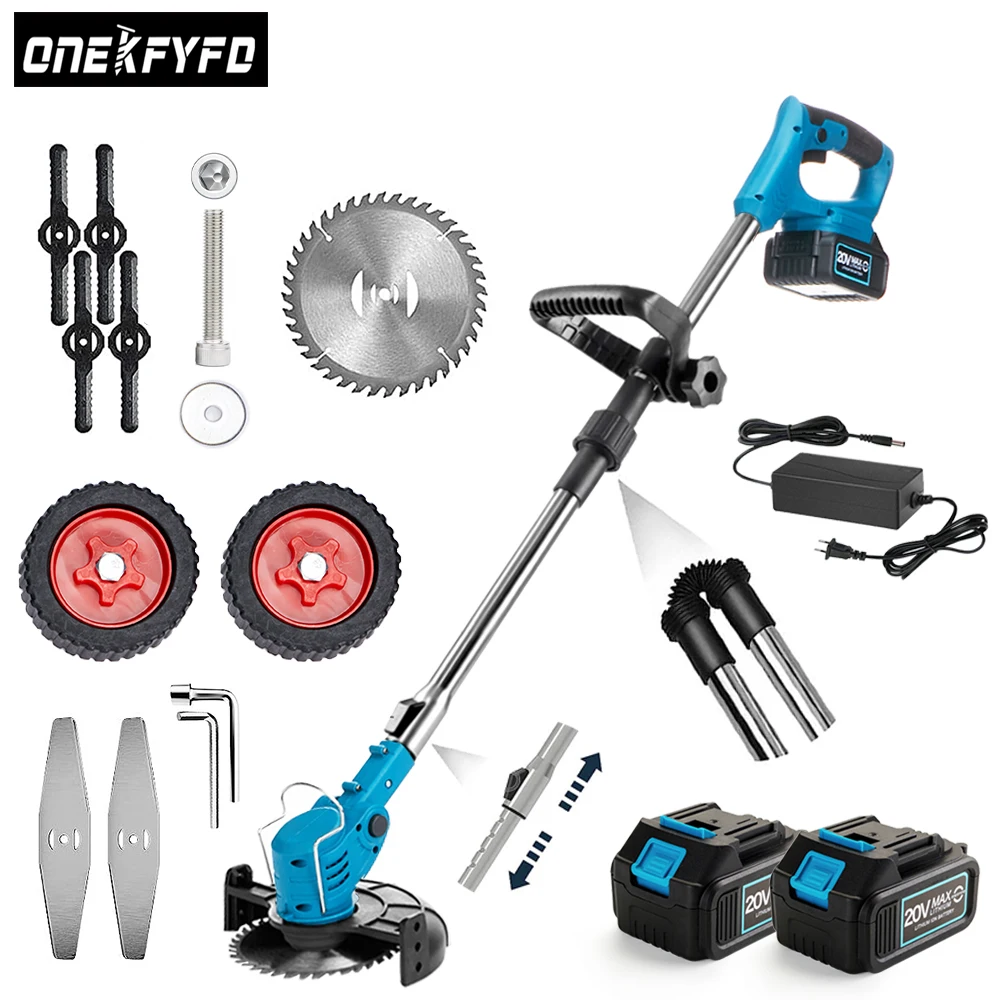 Electric Lawn Mower 21V Handheld Cordless Grass Trimmer Length Adjustable Cutter Household Garden Tools For Makita 18V Battery