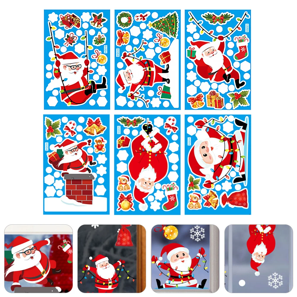 

Window Christmas Decals Stickersstickercling Decorations Wall Santadoor Decoration Decorative