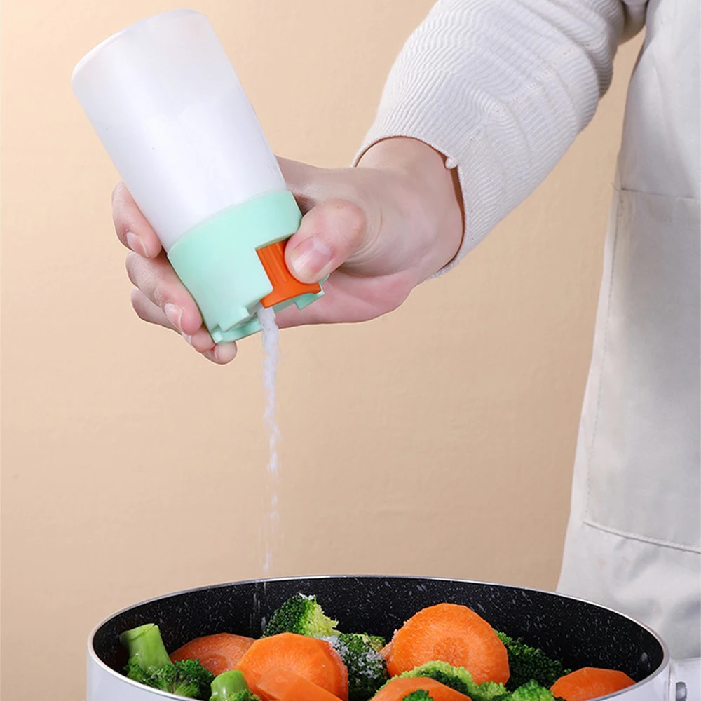 

1PC Push Type Salt Dispenser Salt Tank Quantitative Salt Shaker Sugar Bottle Spice Pepper Shaker Spice Jar Can Seasoning Bottle