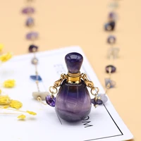 natural stone perfume bottle pendant necklace fluorite bottle long chip stone chain for party birthday gift 18x34mm