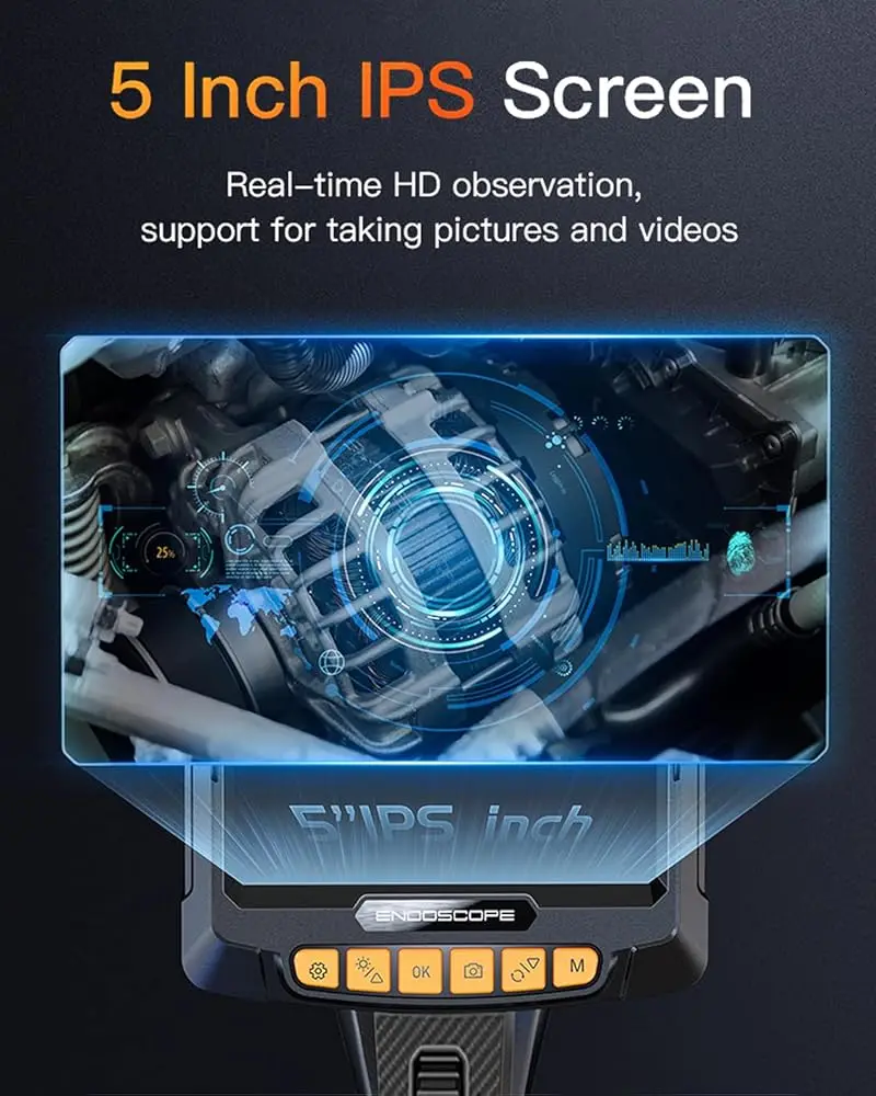 Бороскоп для управления двигателем автомобиля 360 ° диаметром 8 мм 5-дюймовым IPS