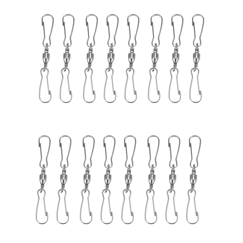 

16 Pack Spinning Double Clip Swivel Hooks For Wind Spinners, Windsock, Bird Feeders, Wind Chimes Crystal Twisters Party