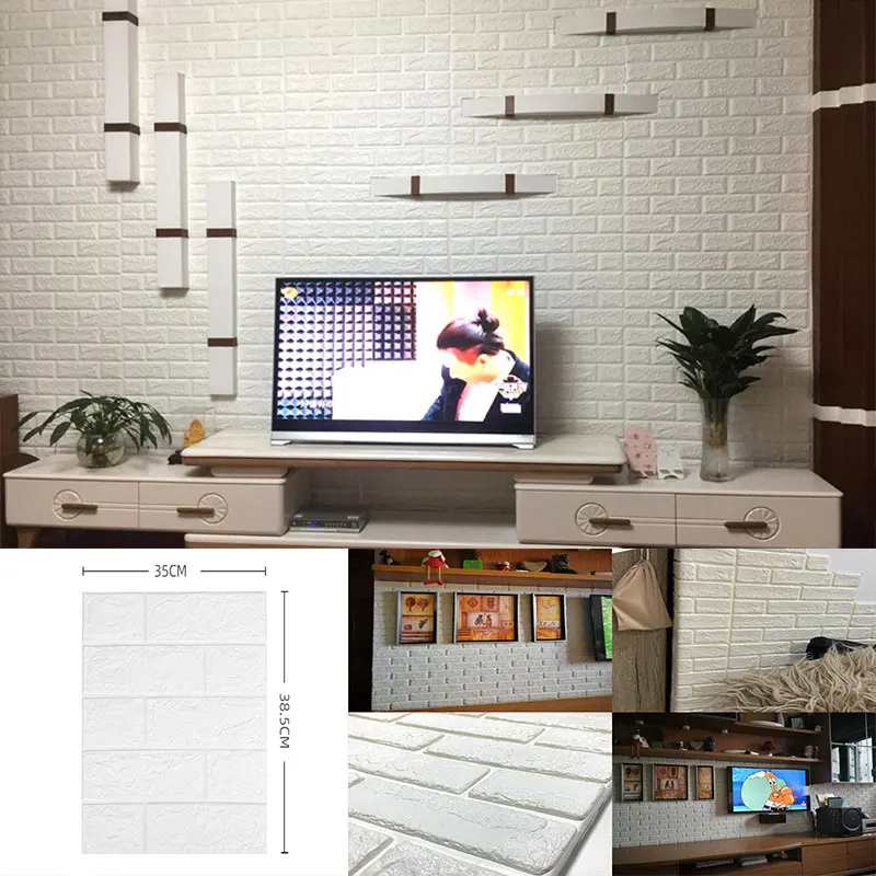 

20Pcs Self-Adhesive Panels 3D Brick Wall Sticker anti-collision Foam 38x35cm Wallpaper living room kids room Home DIY Wall Decor