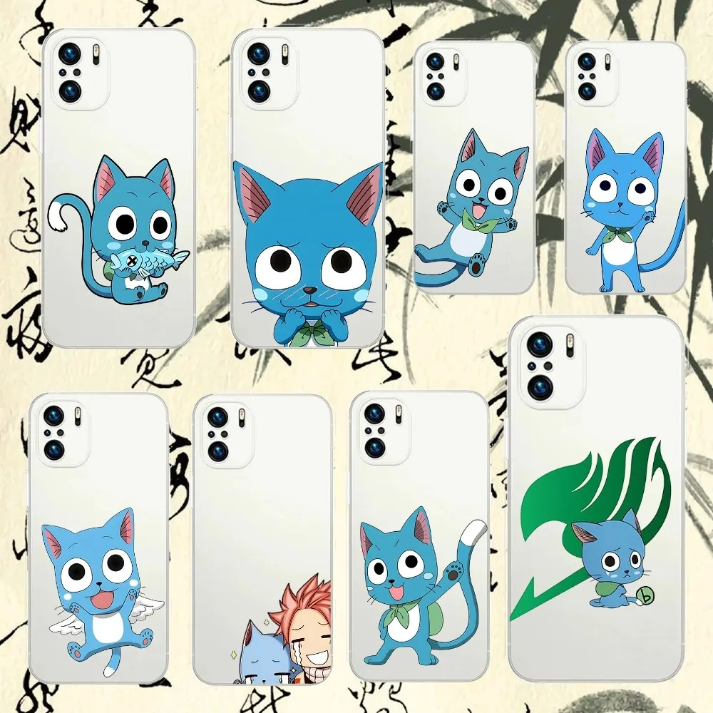 Чехол для телефона Fairy Tail Happy Cute Cat Xiaomi 11 Redmi Note 5G 8T 9A 9 10T Note8Pro 12SUltra прозрачный чехол