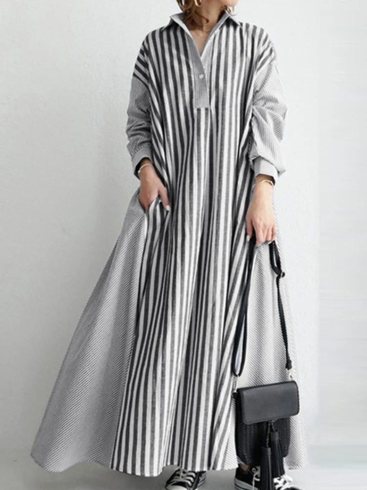 

Women's Dress 2023 Spring/Summe New Retro Elegant Long Dress Korean Fashion Oversize Casual Loose Elegant Streetwear Robe Dress