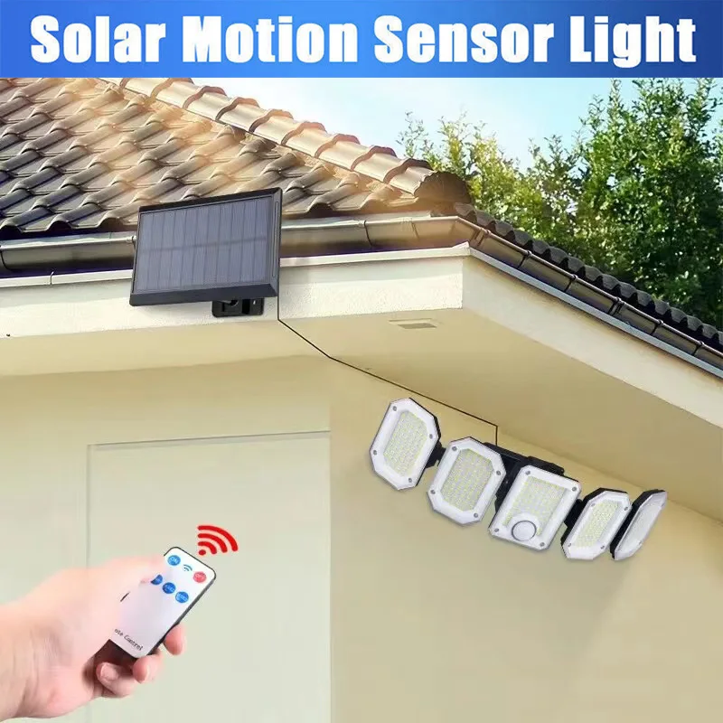 

5 Heads Solar 300 LED Light Outdoor Motion Sensor Waterproof Wide-angle Illumination Wall Lamp Garden Courtyard Street Lights