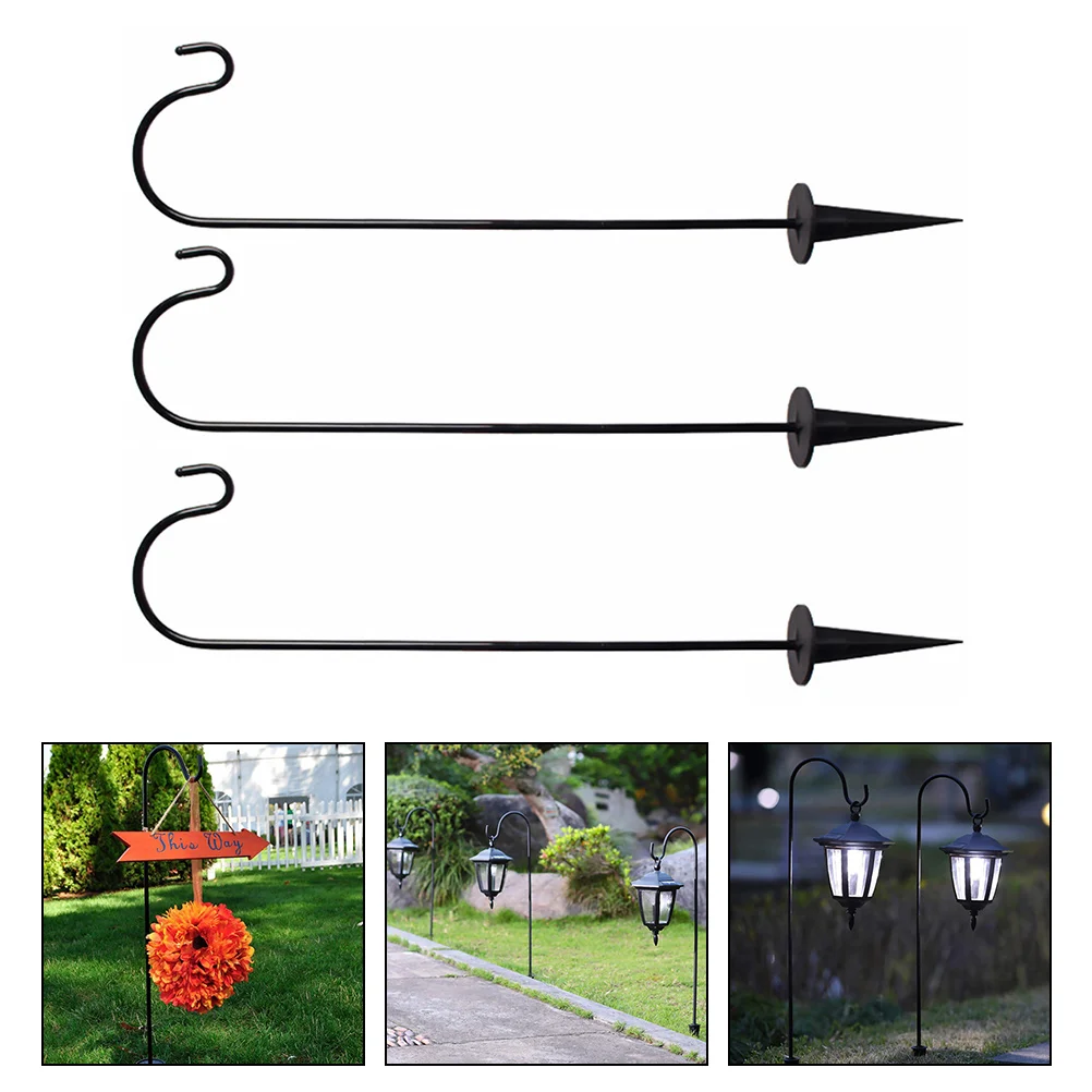 

3Pcs Iron Hooks Light Hanging Hooks Multi-functional Hooks Ground Inserted Hooks