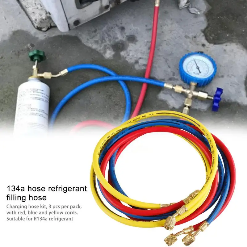 

Car Air Conditioning Hose Durable Refrigeration Tube Refrigerant Charging Hose Charging Hoses With Shut Valves Auto A/C Supplies