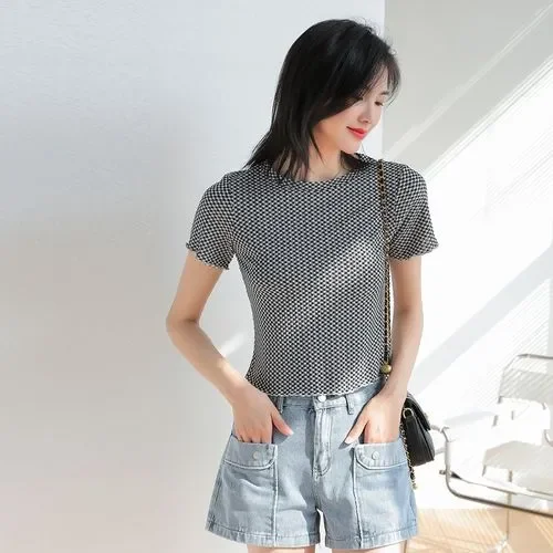 

2022 sleeves Women's short high- latest leisure style foreign red
