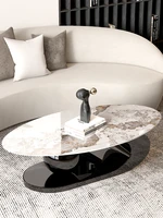 italian minimalist bright rock plate tea table oval household modern light luxury small family stainless steel tea table living