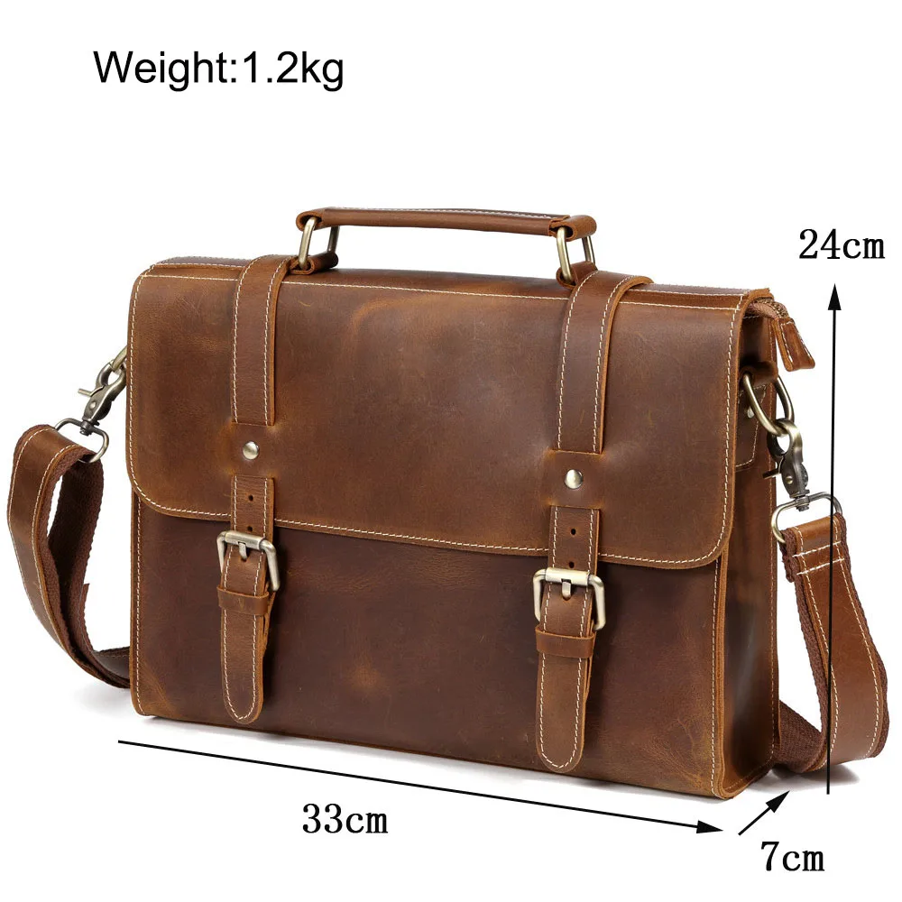 Men's Briefcase Genuine Leather Messenger Shoulder Portfolio Laptop Office Handbag Business Bag Executive Folder Documents