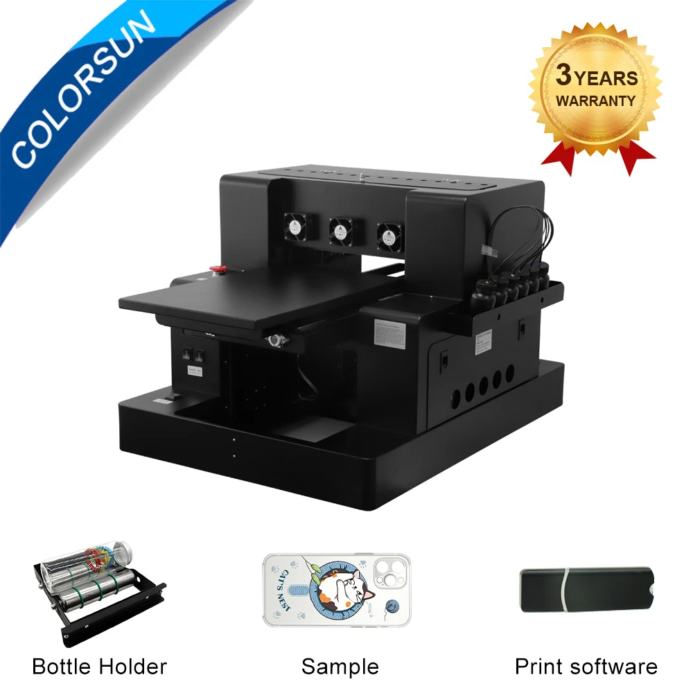 Colorsun A3 UV Printer L1800 Flatbed For Printing Bottle Wooden Matel Phone case Acrylic Glass Ceramics |