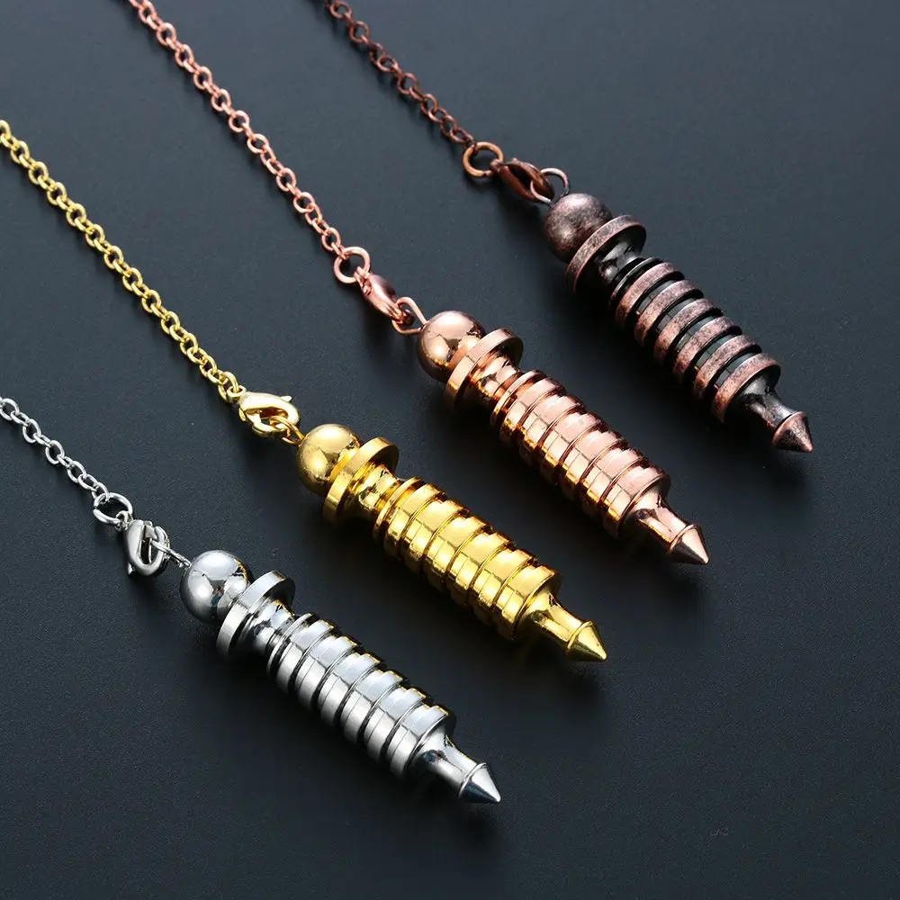 

Antique Copper Rose Gold Fashion Jewelry Metal Reiki Pendulum Pendant Dowsing Divination Healing Screw Shape Pendule