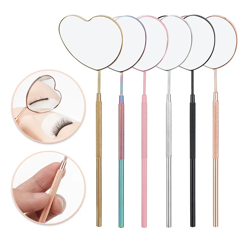 

1pcs Heart Shape Eyelash Mirror Magnifying Long Handle Mirror For Checking False Eyelashes Extension Supplies Beauty Makeup Tool