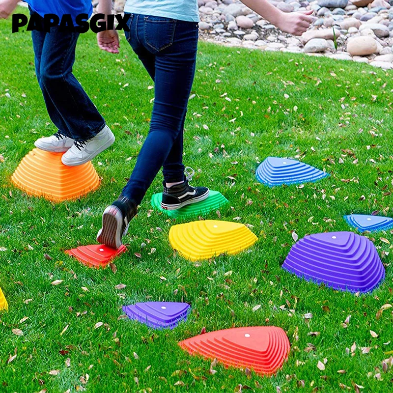 

Toddler River Crossing Stone Balance Sensory Training Fun Sport Game Toy triangle footprint Stepping Stone Balance Blocks