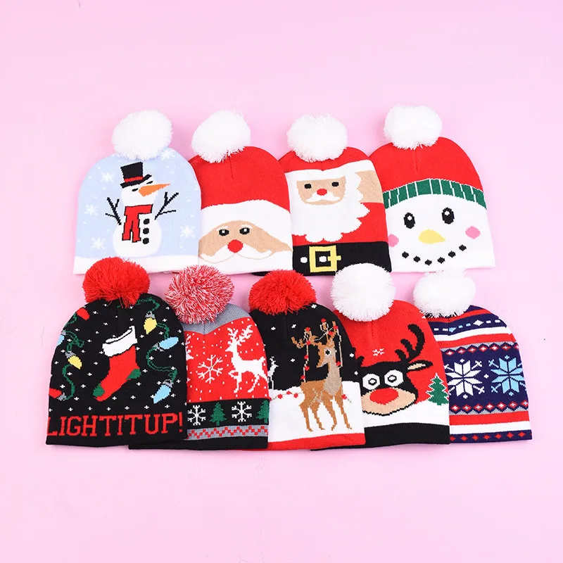 

Осень-зима 2022, Акриловая Рождественская вязаная шапка, теплая шапка, шапка, облегающая шапка для детей, для мальчиков и девочек 29