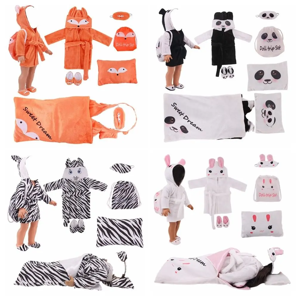 

Аксессуары для кукол домик для кукол Размер 18 дюймов/43 см комплект спального мешка Подушка нашивка тапочки банные халаты сумка для хранения...