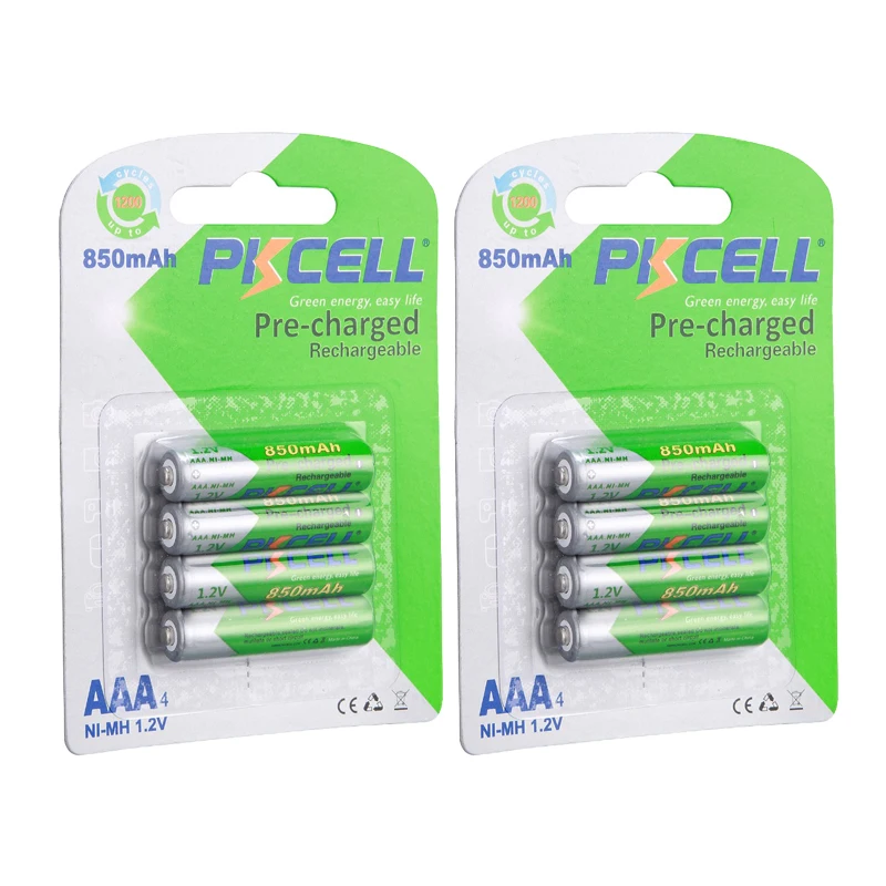 Аккумуляторы PKCELL Ni-MH, 850 мА ч, 1,2 в, 8 шт./2 карты