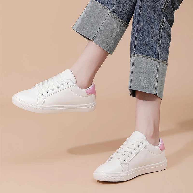 Fashion Shoes Women's Vulcanize Shoes Spring New Casual Classic Solid Color PU Leather Shoes Women Casual White Shoes Sneakers