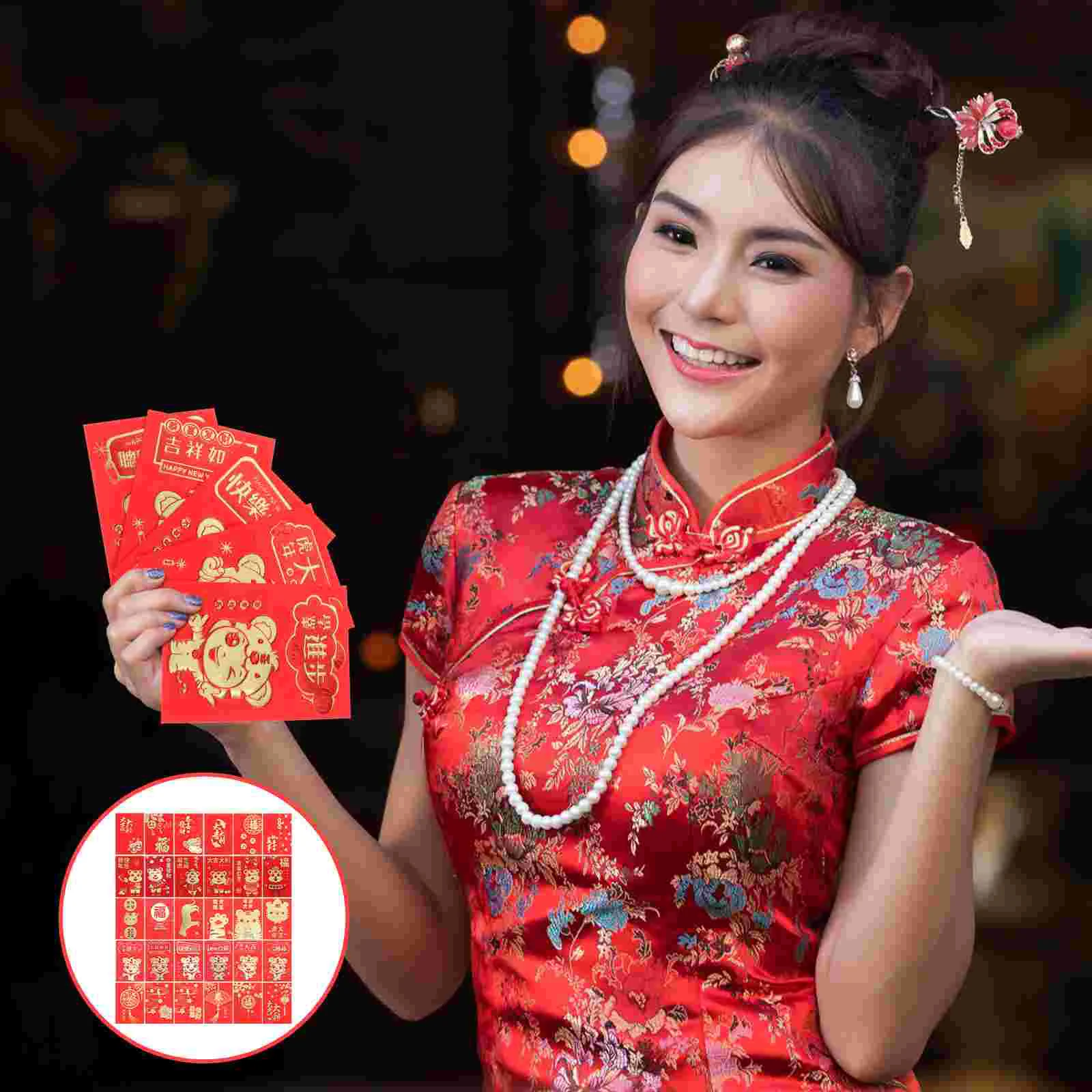 

Red Money Packet Envelopes Year Lucky New Envelope Pockets Storage Party Hongbao See Wedding Gift Laipaper Chinese