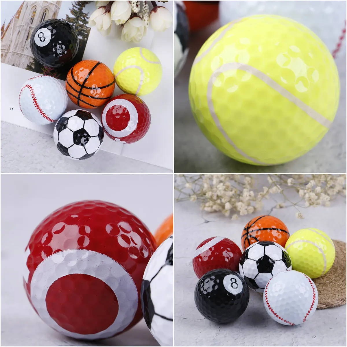 

6pcs Golf Balls Novel Double Ball Two Piece Ball Golf Equipment football basketball tableTennis Baseball