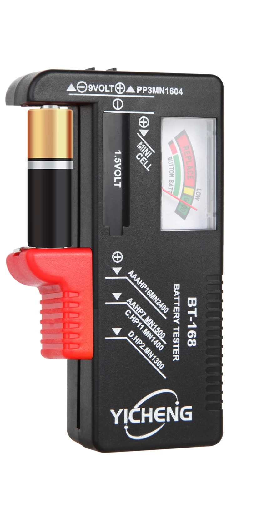 

YICHENG (2 шт.) Тестер батарей, универсальный прибор для проверки батарей AA / AAA / C / D / 9 В / 1,5 В, BT-168/BT-168D