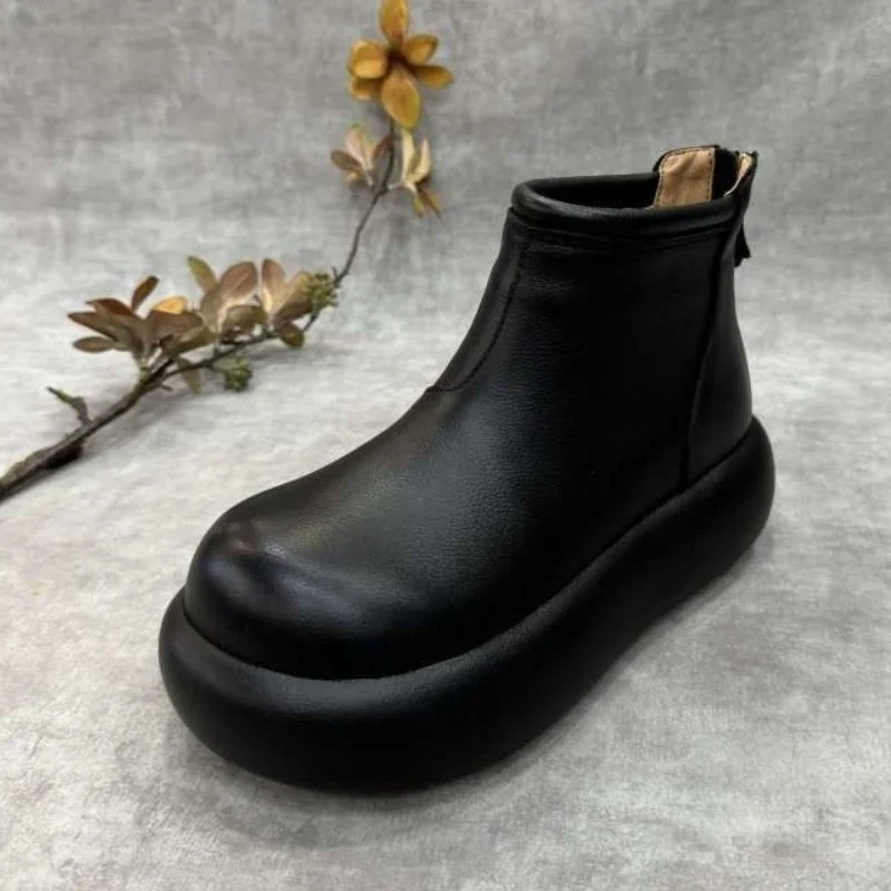 Женские ботильоны на плоской подошве и платформе повседневная кожаная обувь