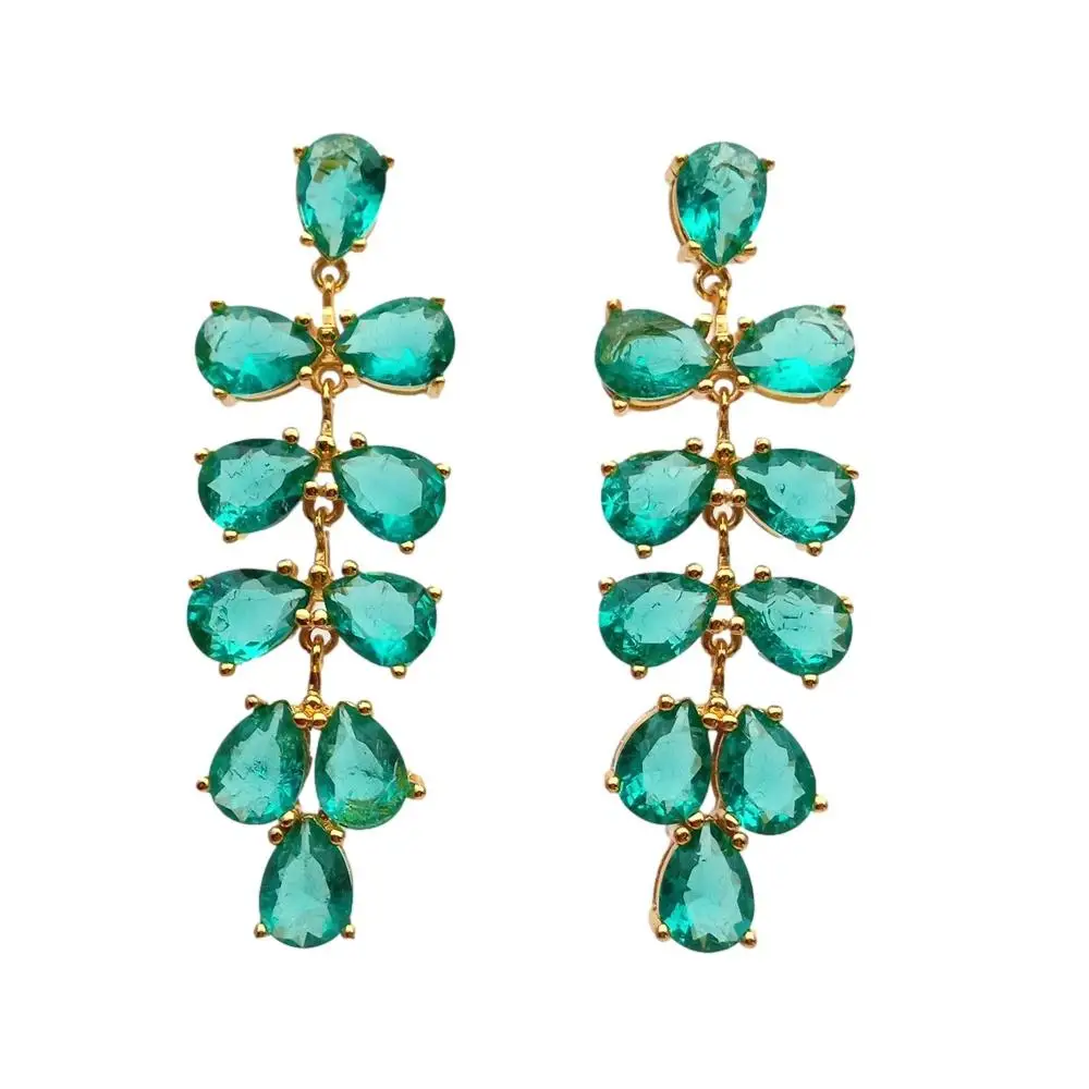 Y · YING висячие серьги для помолвки женщин с зелеными фианитами и листьями