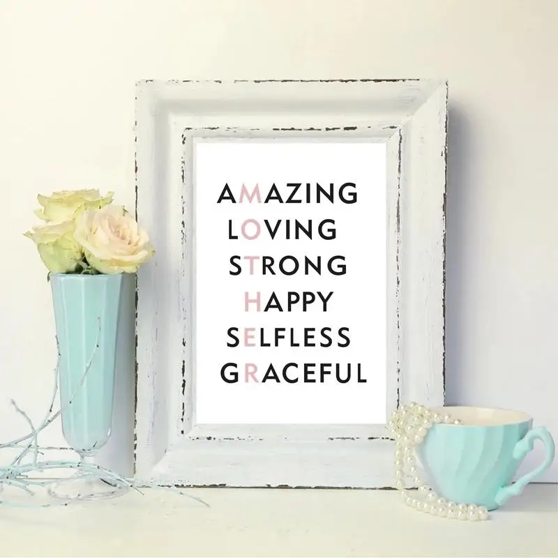 Скандинавский постер с надписью Мама Картина на холсте замечательными словами