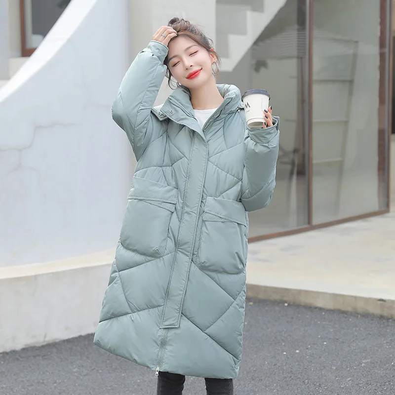 

2023 New Snow Wear Winter Clothes for Women Down Jacket Coat Warm Casual Loose Hooded Winter Long Parkas Female