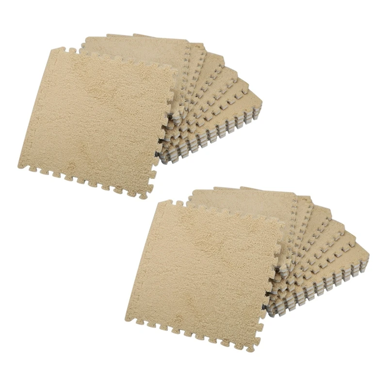 

20 Piece Interlocking Foam EVA Fuzzy Mat Flooring Carpet Tiles For Kids - Perfect For Nursery Décor, Baby Room
