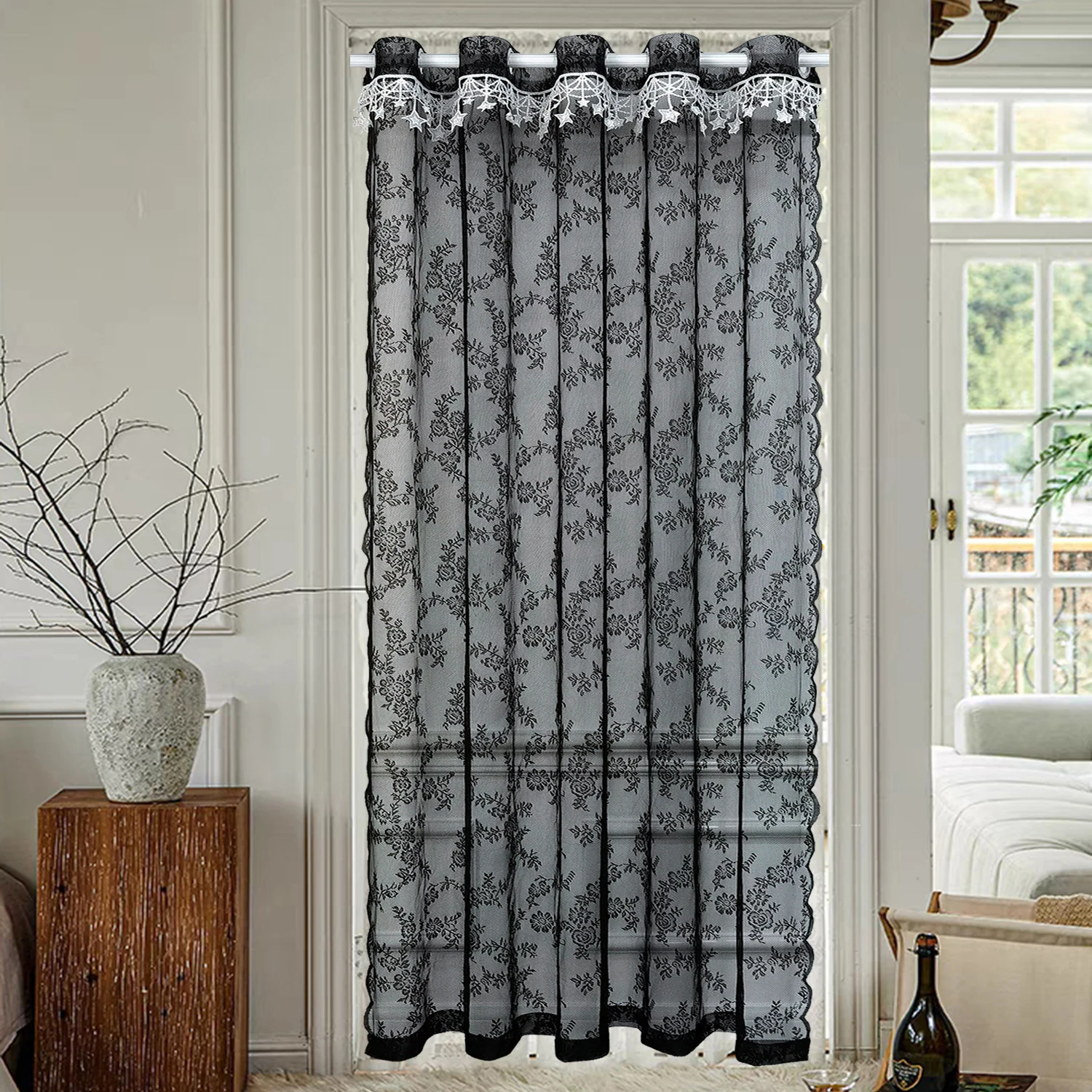 

Черная фотография для маленькой фотографической вуали драпировки с белым верхним кружевным кольцом # E